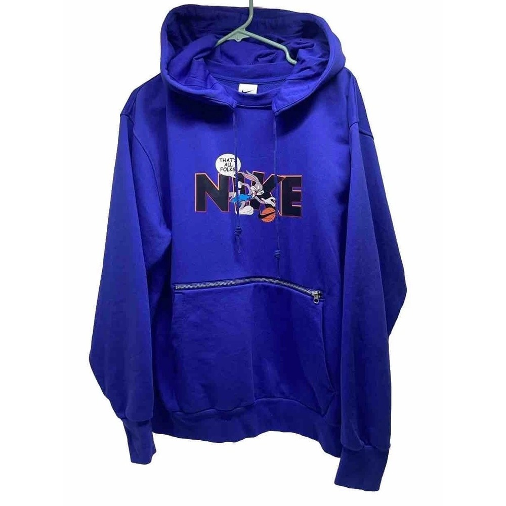 Nike Looney Tunes Space Jam Bugs Bunny Hoodie Purple Sweatshirt Sweater Dri Fit‎